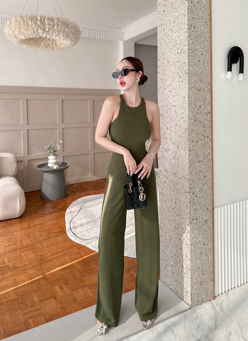 SIRINNN Sleeveless Long Cross Lace BackJumpsuits